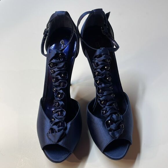 Bakers Elegant Satin Platform High Heel Pump Ruffled Detail Dress Womens Sz 10 - Picture 2 of 11